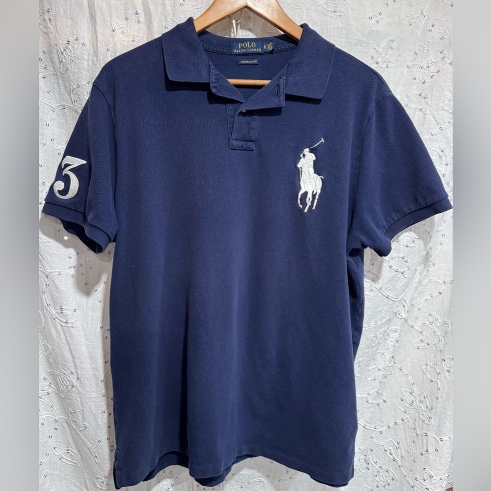 Polo Ralph Lauren Custom Slim Fit Polo Shirt - Large Embroidered Logo Size XL